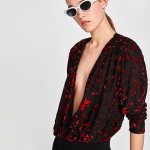 Zara velvet cross over top